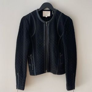 REBECCA TAYLOR QUILTED PANEL JACKET in Black
